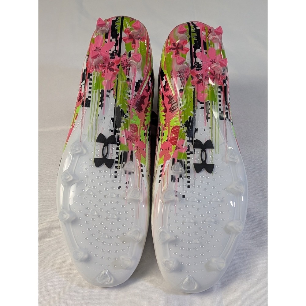 Under Armour Highlight Pro Lacrosse Cleats Mens 15 White Pink Floral 6005974-100 - Picture 7 of 8